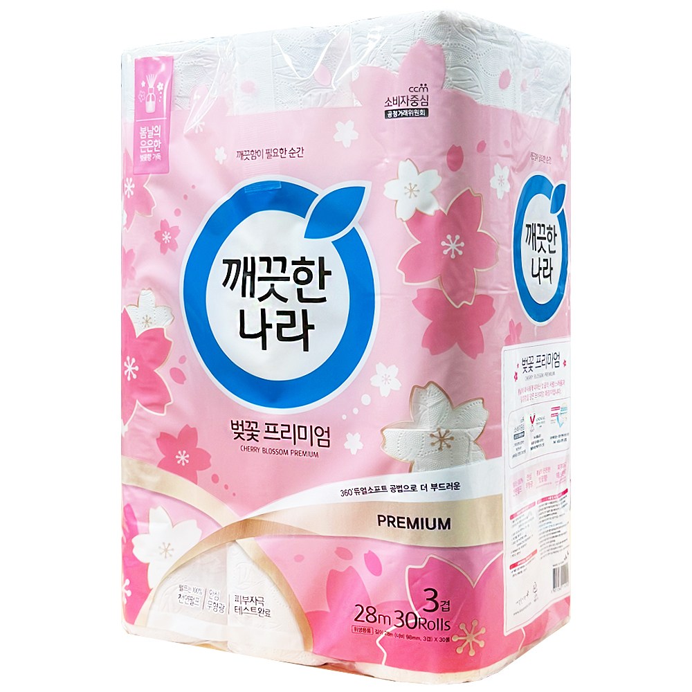 깨끗한나라 허브가든 벚꽃 프리미엄 3겹 28M 30롤 x 1팩 17,870원
