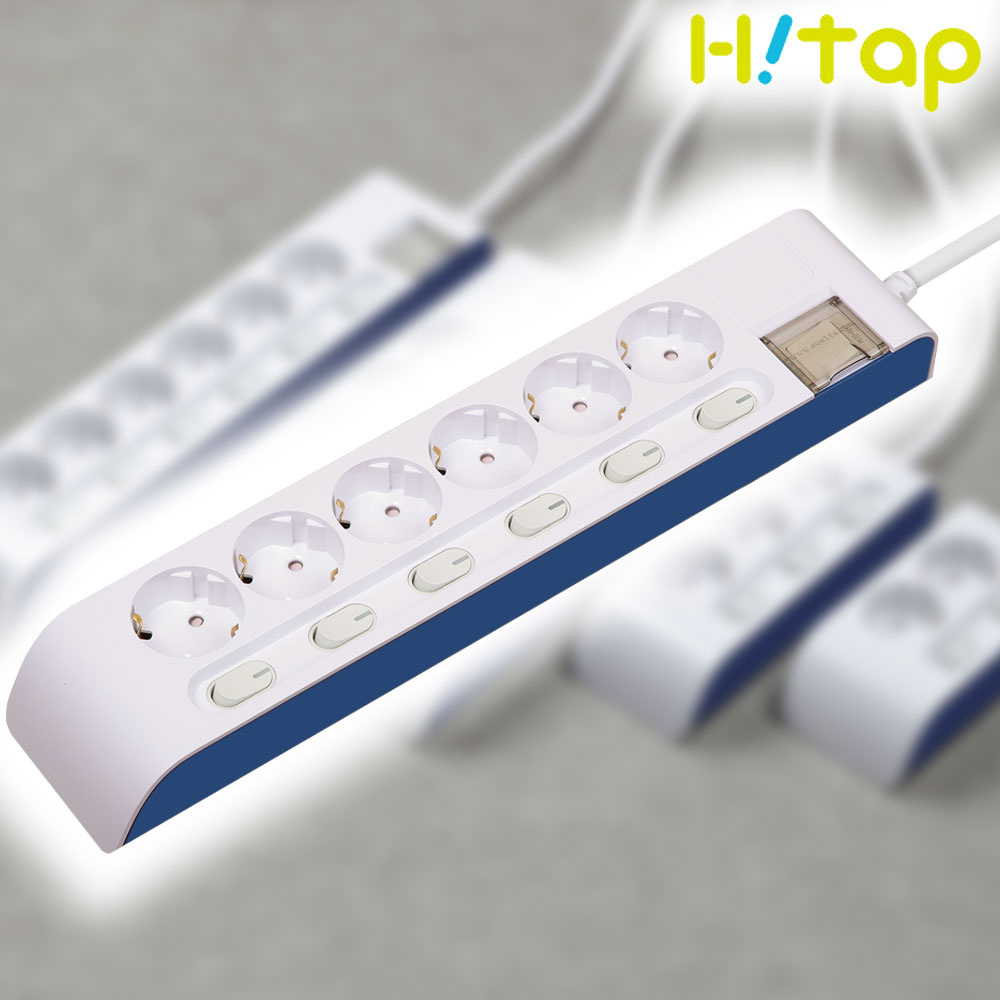 현대일렉트릭 하이탭 6구 개별스위치 멀티탭 2800W 국내생산, 1개, 3m, 화이트+네이비 24,200원