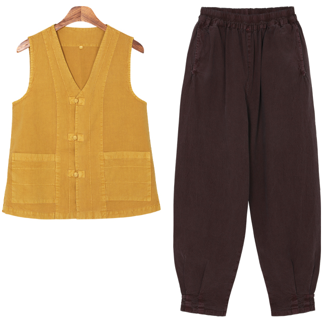 20수 남녀공용 핀턱 조끼,바지 한벌 58,000원