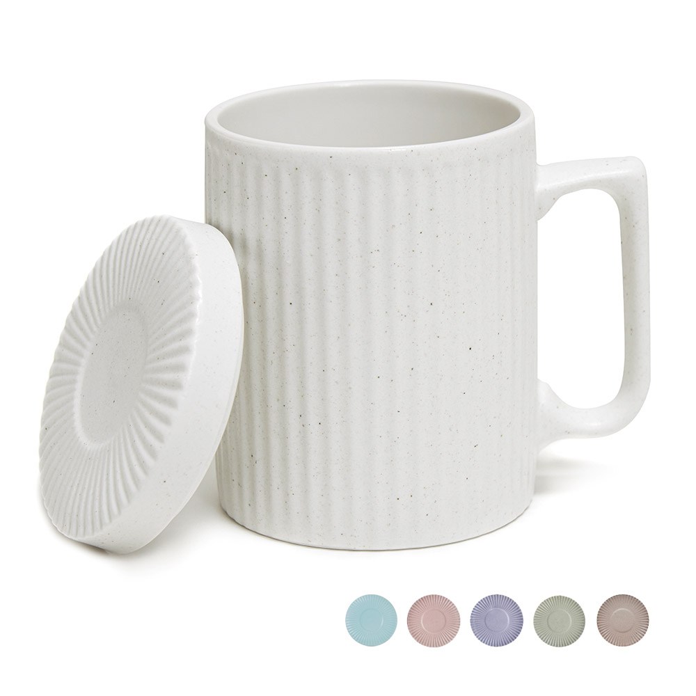 도스텐데 국내제작 내추럴 빈티지 플리츠 홈카페 머그컵 + 뚜껑 세트 350ml 28,600원