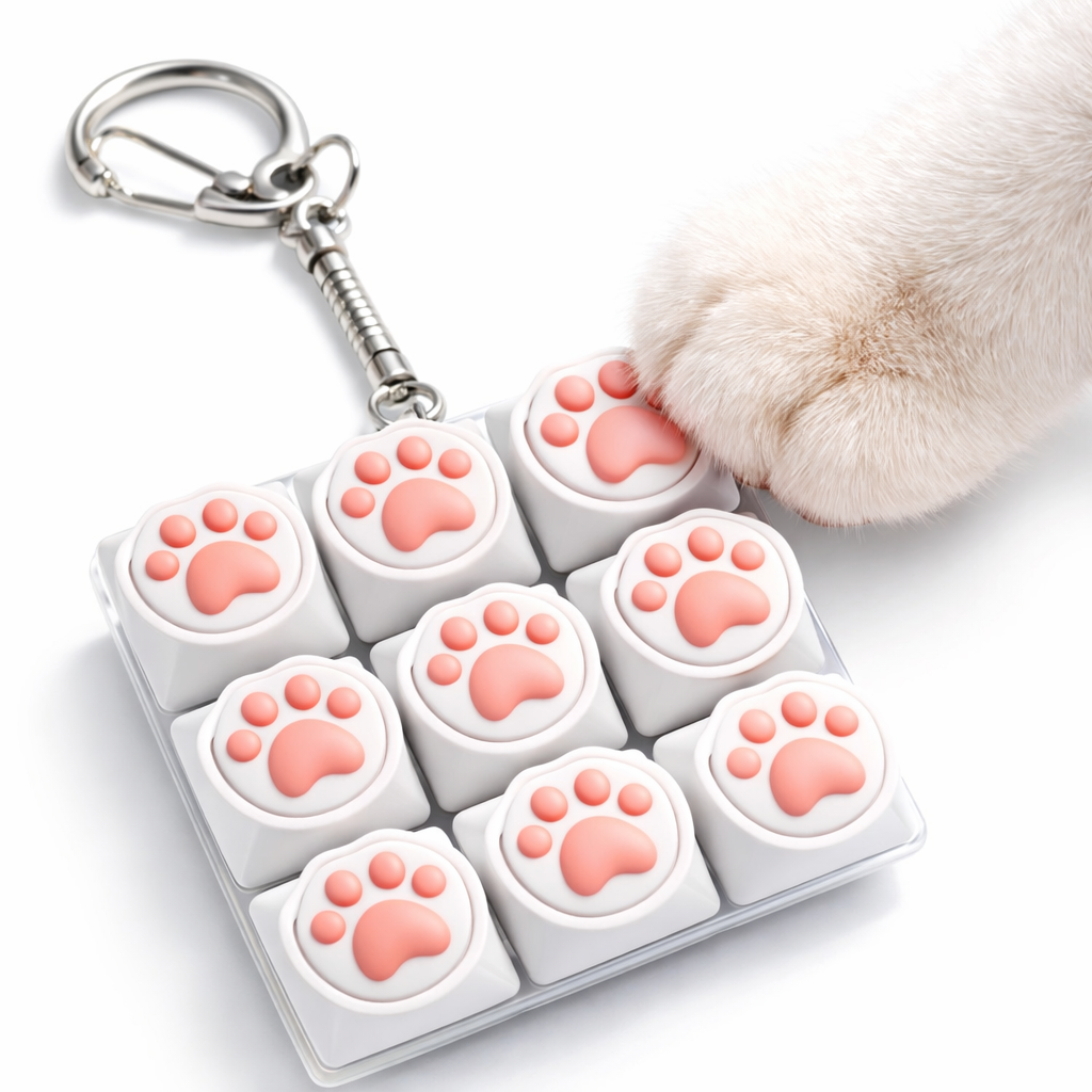 고양이 키캡 키링 9구 딸깍 키보드 키링 귀여운 키체인, 1개, 화이트 9,500원