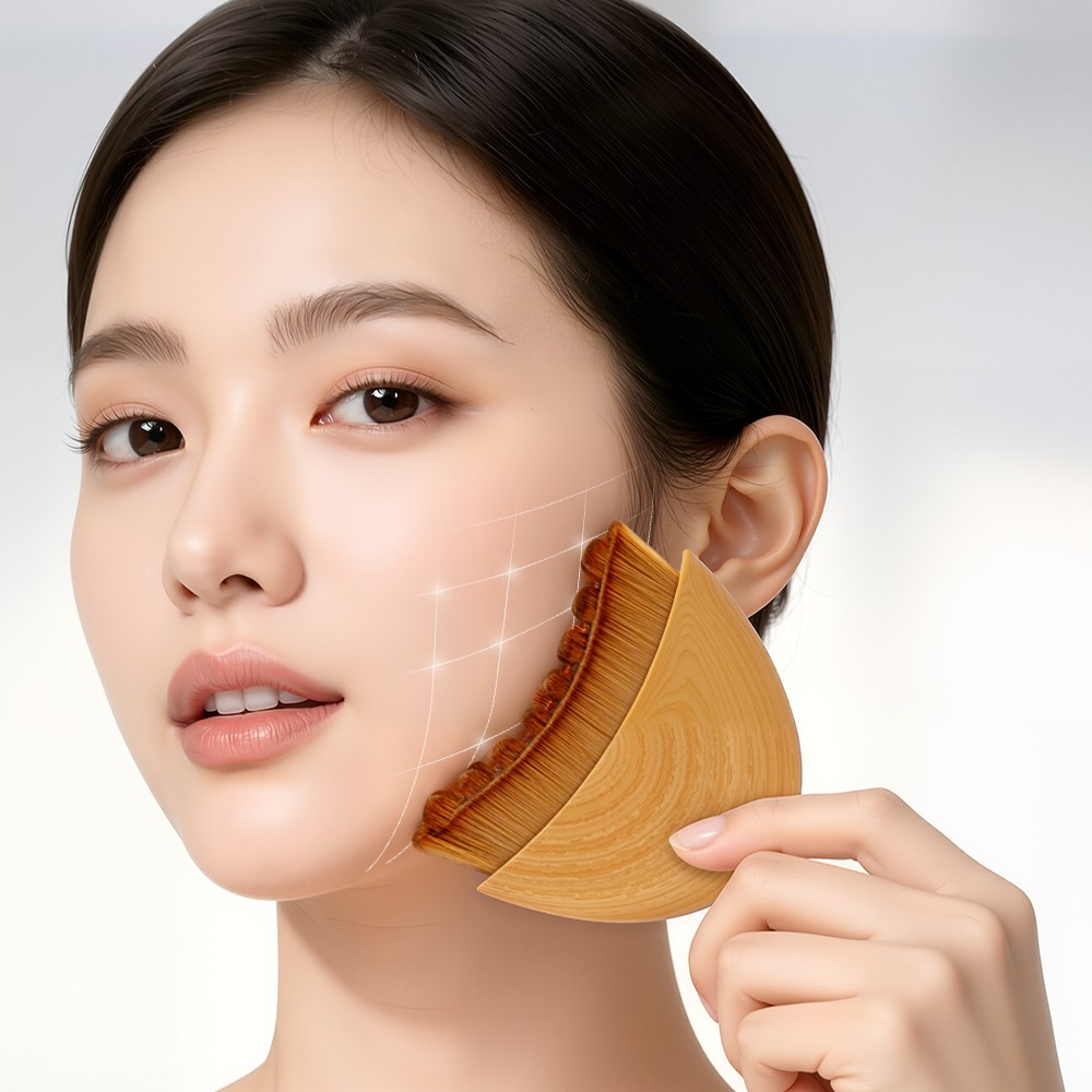 리프팅 브러쉬 얼굴 마사지 브러쉬 V선 괄사, 피부 광채 및 피로 해소, 브라운, 1개 3,900원