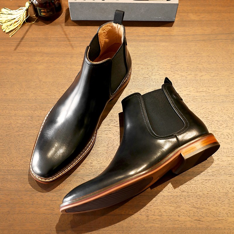 DESAI 데사이 남성용 첼시 부츠, 핸드메이드 정품 가죽 드레스 슈즈, 슬립온 정장용 부티 95,500원