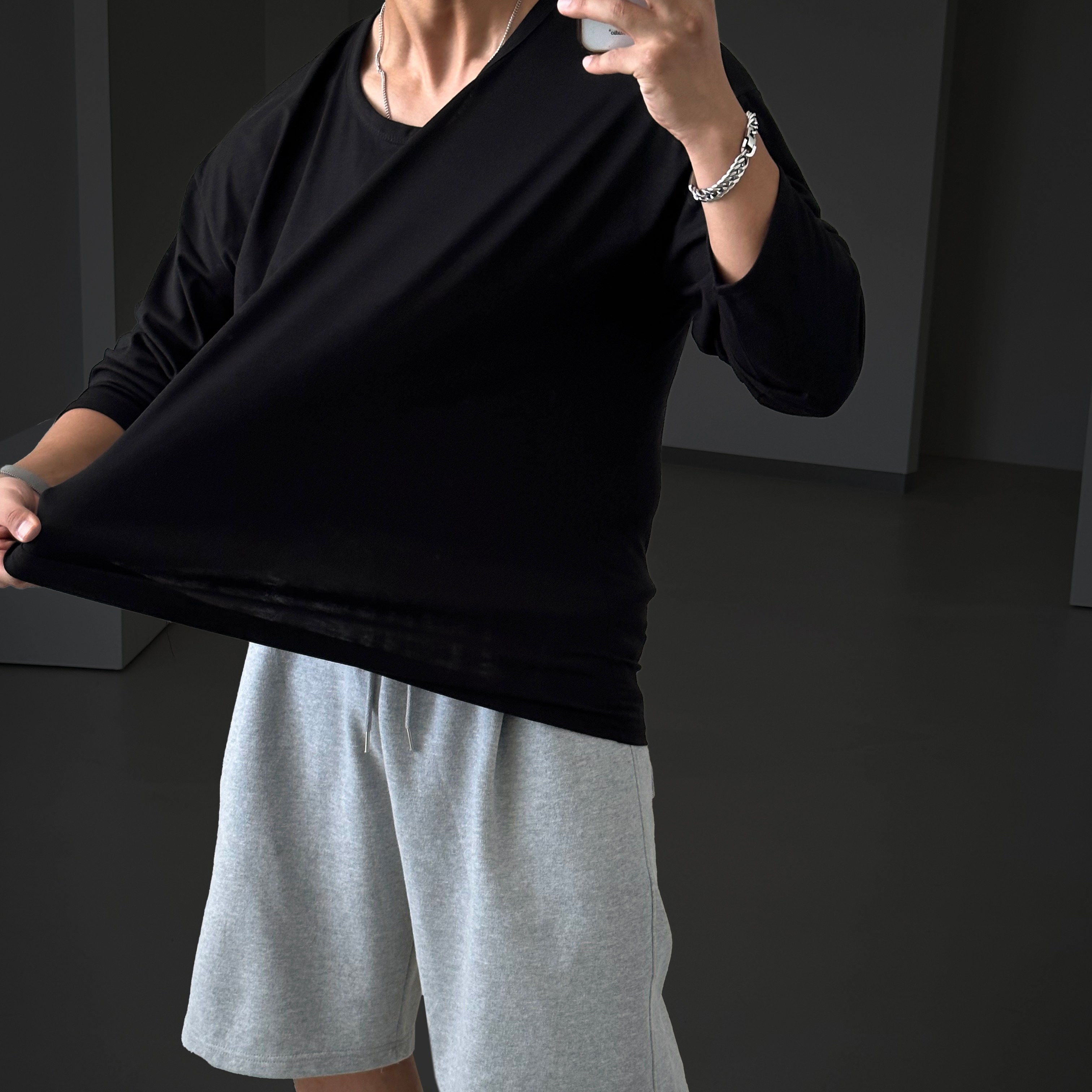 빠델 머슬 긴팔 헬스 오버핏 남자흰티 유넥 실켓 티셔츠 22,070원