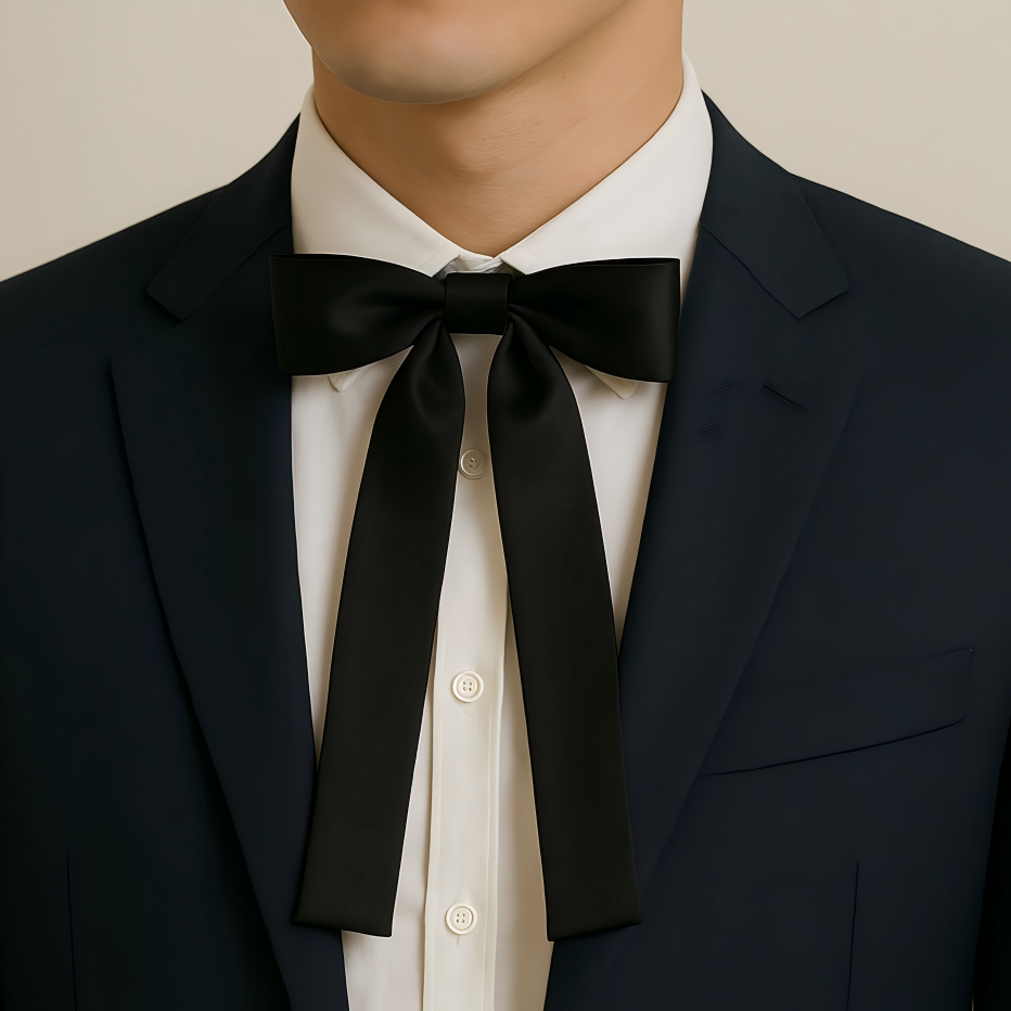 랜드샵 남성용 리본 보타이 블랙 웨딩 촬영 결혼식 신랑 넥타이 롱기장 10,000원
