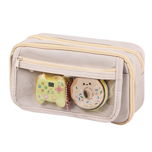 쁘띠팬시 심플 대용량 투명 캔버스 봉제 천 필통 11,400원