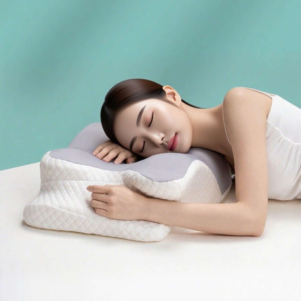 LareinaT 라텍스 메모리폼 경추베개 일자목 목디스크 거북목 목주름방지 숙면 베개, 1개, 그레이+화이트 55,900원