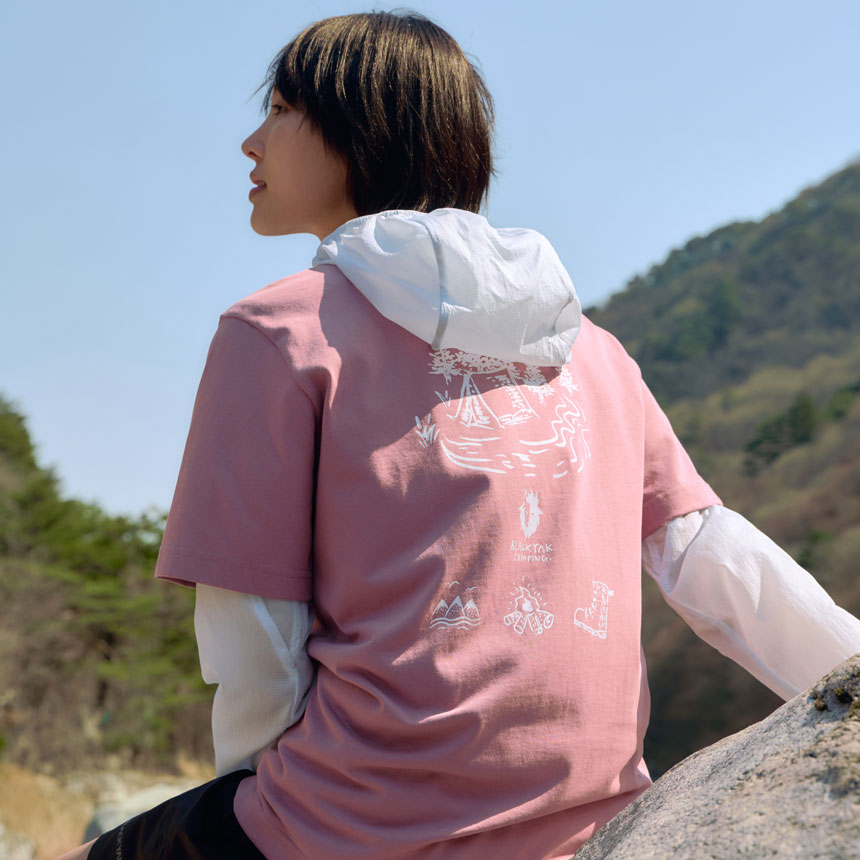 [본사출고]블랙야크 ZERO 공용 캠핑B 그래픽 반팔티 라운드티셔츠 1BYRTMU927IP 39,000원