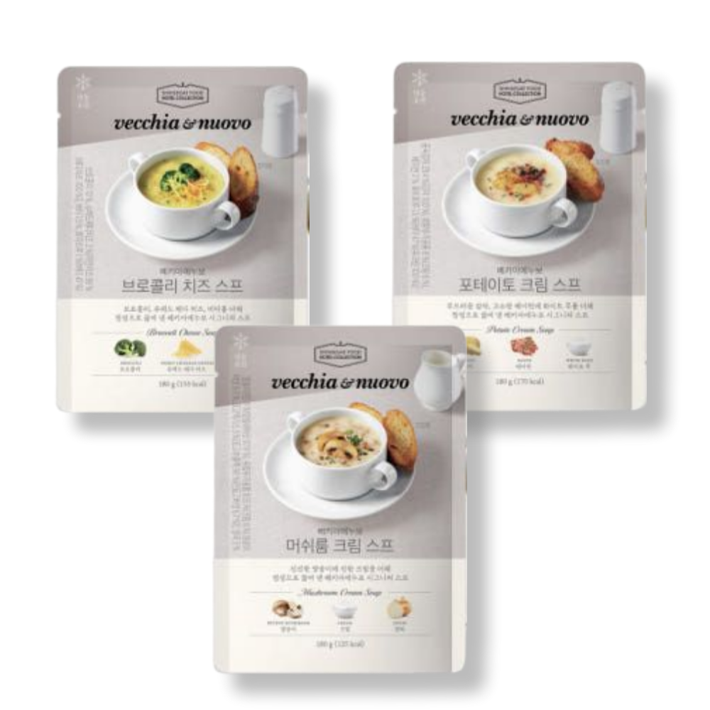 베키아에누보 스프 180g 3종 9개 골라담기(포테이토 머쉬룸 브로콜리 치즈) 23,850원