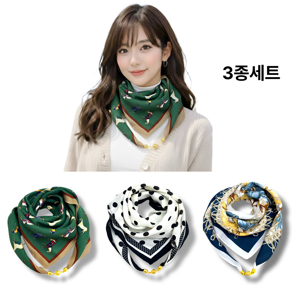 누아니 여성용 부드러운 자석 쁘띠 사각 스카프 3개 세트 17,900원