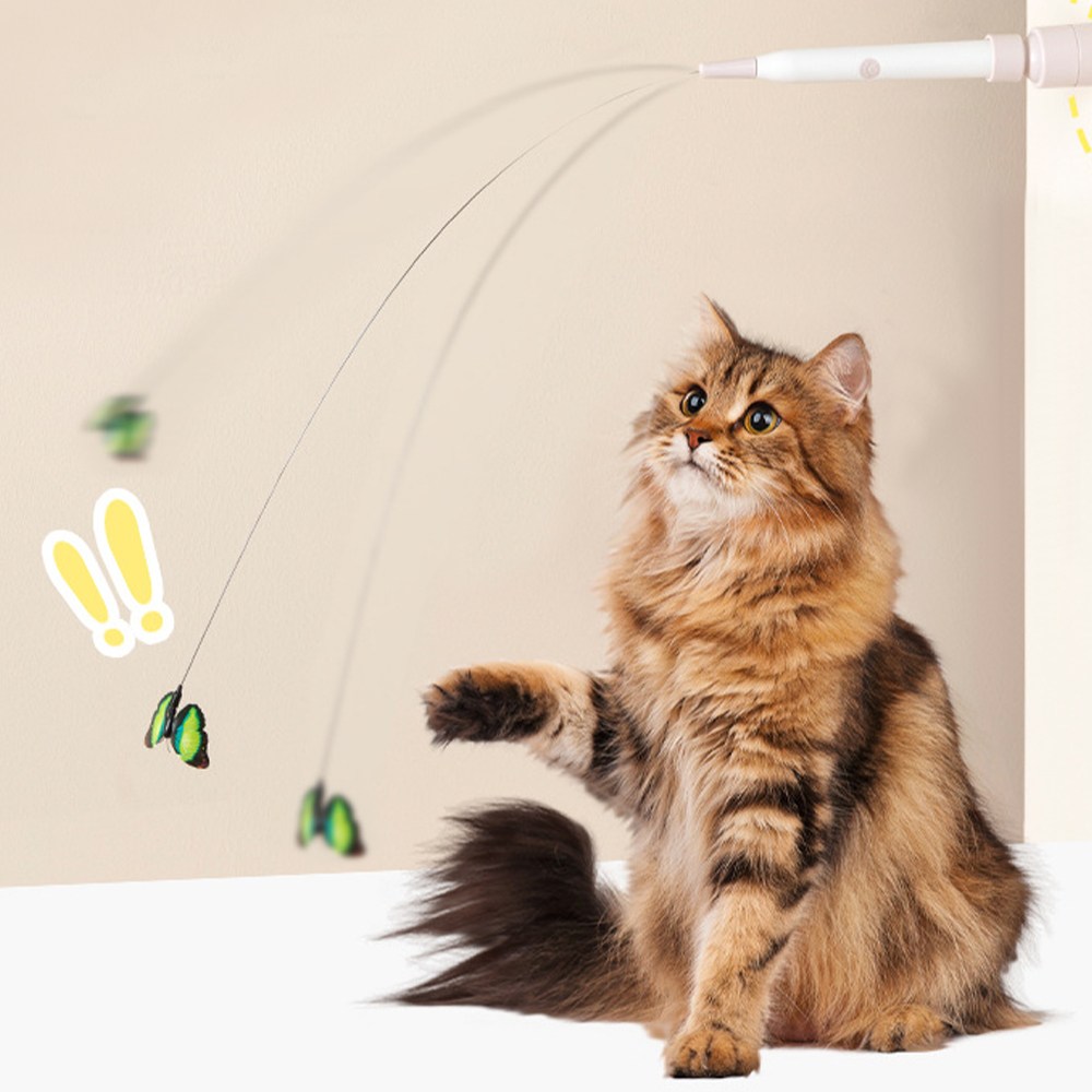 호미펫 회전 자동 깃털 고양이 낚시대 장난감, 1개, 핑크 13,000원
