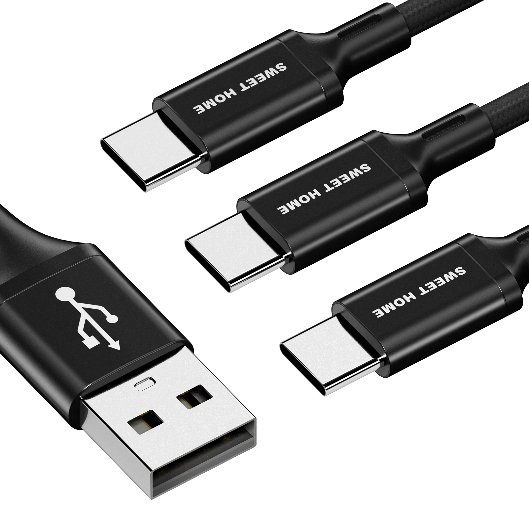 스윗홈 C타입 고속 메탈 패브릭 케이블 3p, 2.5m, 블랙, 3개 8,530원