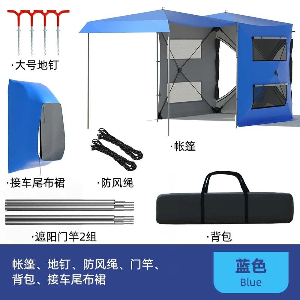 꼬리텐트 차박텐트 차량용 자동차 루프탑 쉘터 차텐트, 1, I. 블루 차박 텐트두꺼움 세트 306,100원
