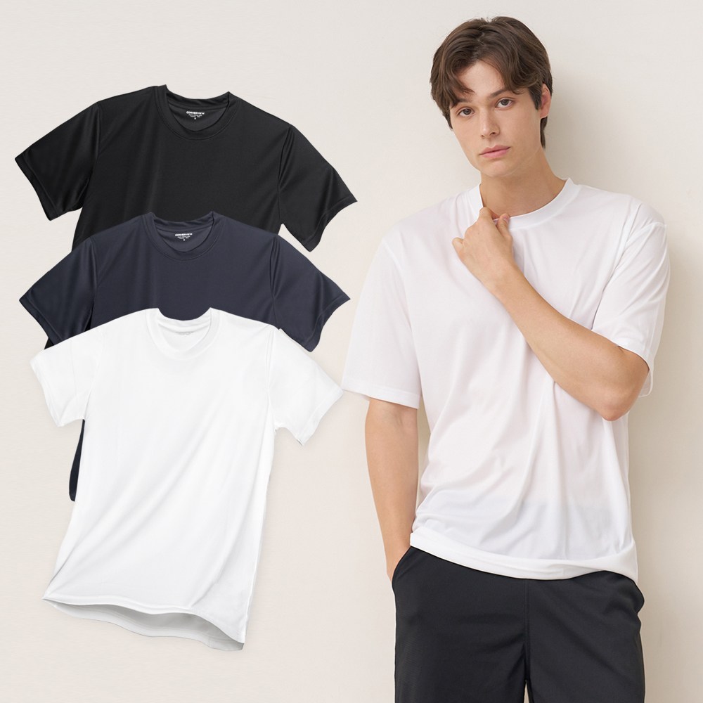 코너뷰 무지 드라이 기능성 쿨 반팔 티셔츠 남여공용 3장 세트 22,900원