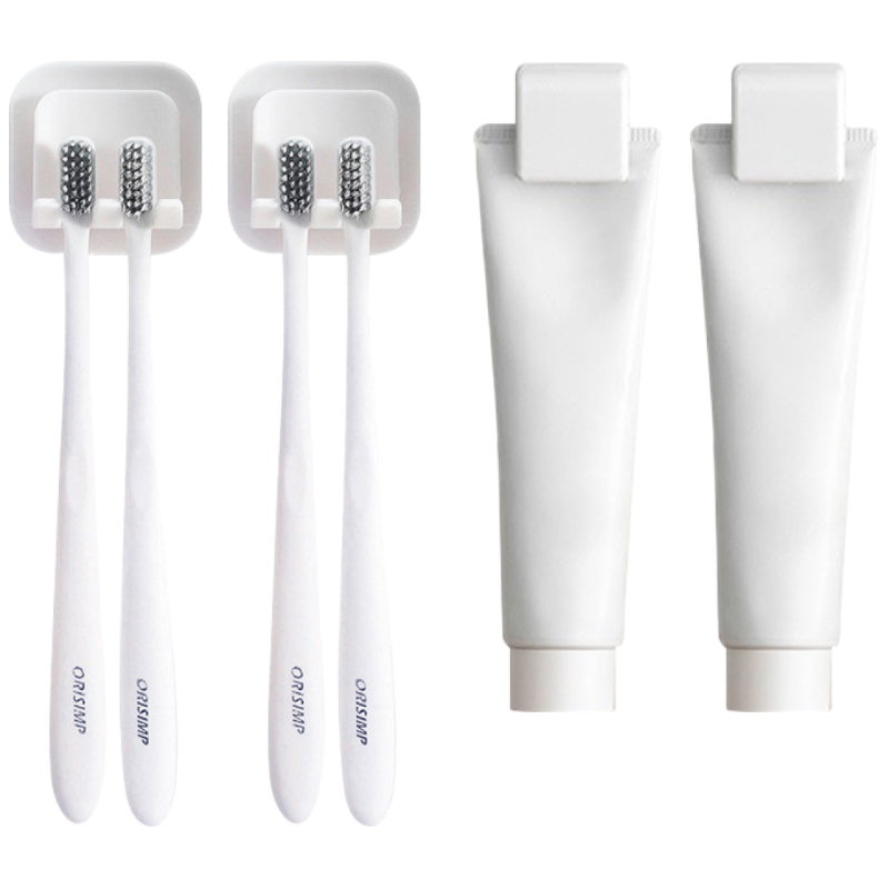 일이공팔 이지 무타공 클립형 치약걸이 2p + 칫솔걸이 2p 세트, 1세트 5,260원