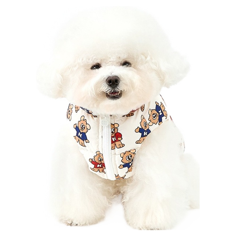 키니키니 강아지 레키 앤 레니 모션 패턴 패딩, 아이보리, 1개, 현재가 48,590원