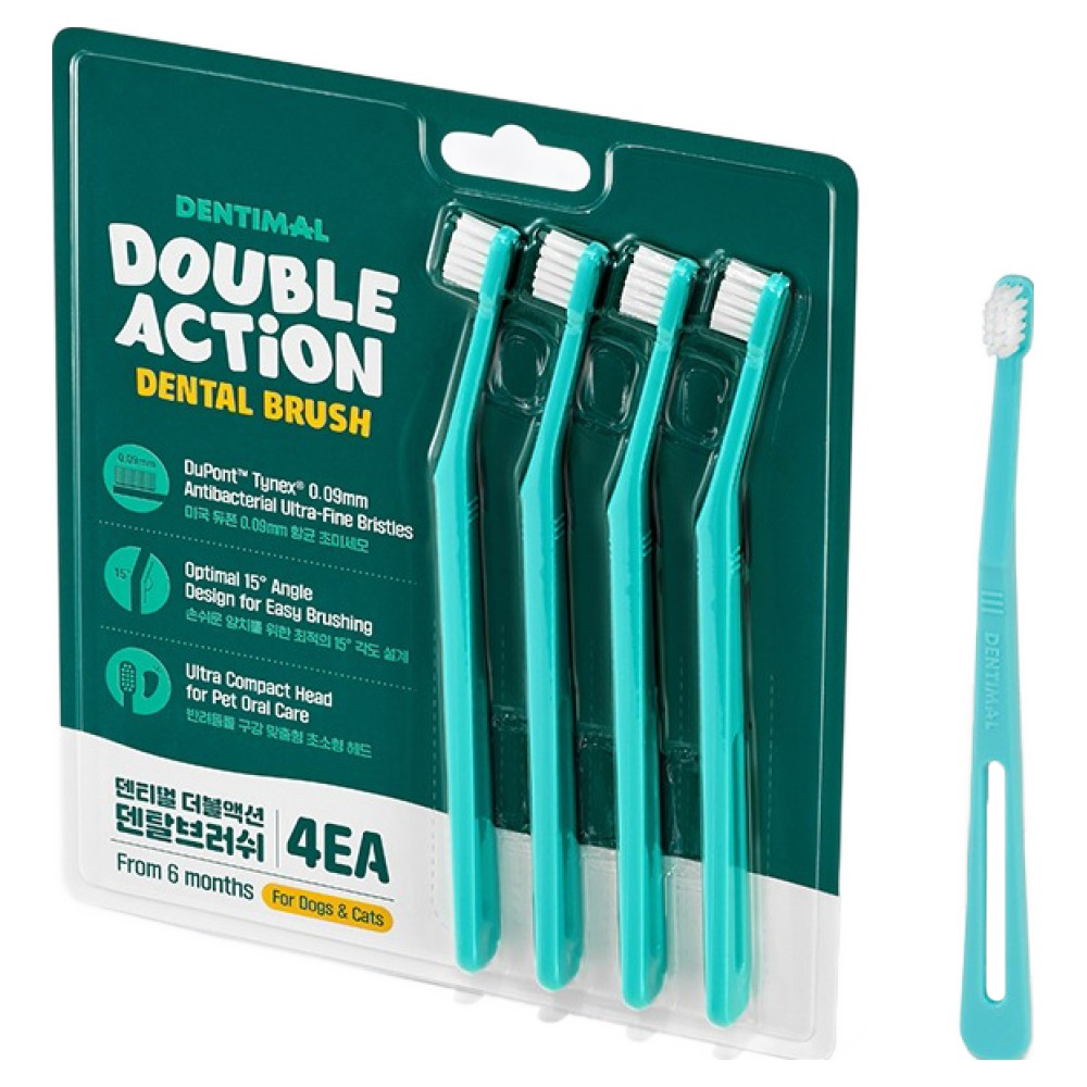 덴티멀 반려동물 더블액션 초미세모 덴탈브러쉬 4p 10,900원