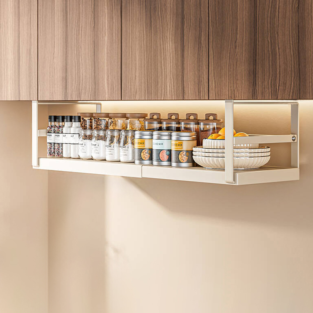 21세기트랜드 슬라칸 무타공 주방 선반 걸이 상부장 길이조절 정리 선반 랙 조절형, 크림화이트, 1개 19,900원