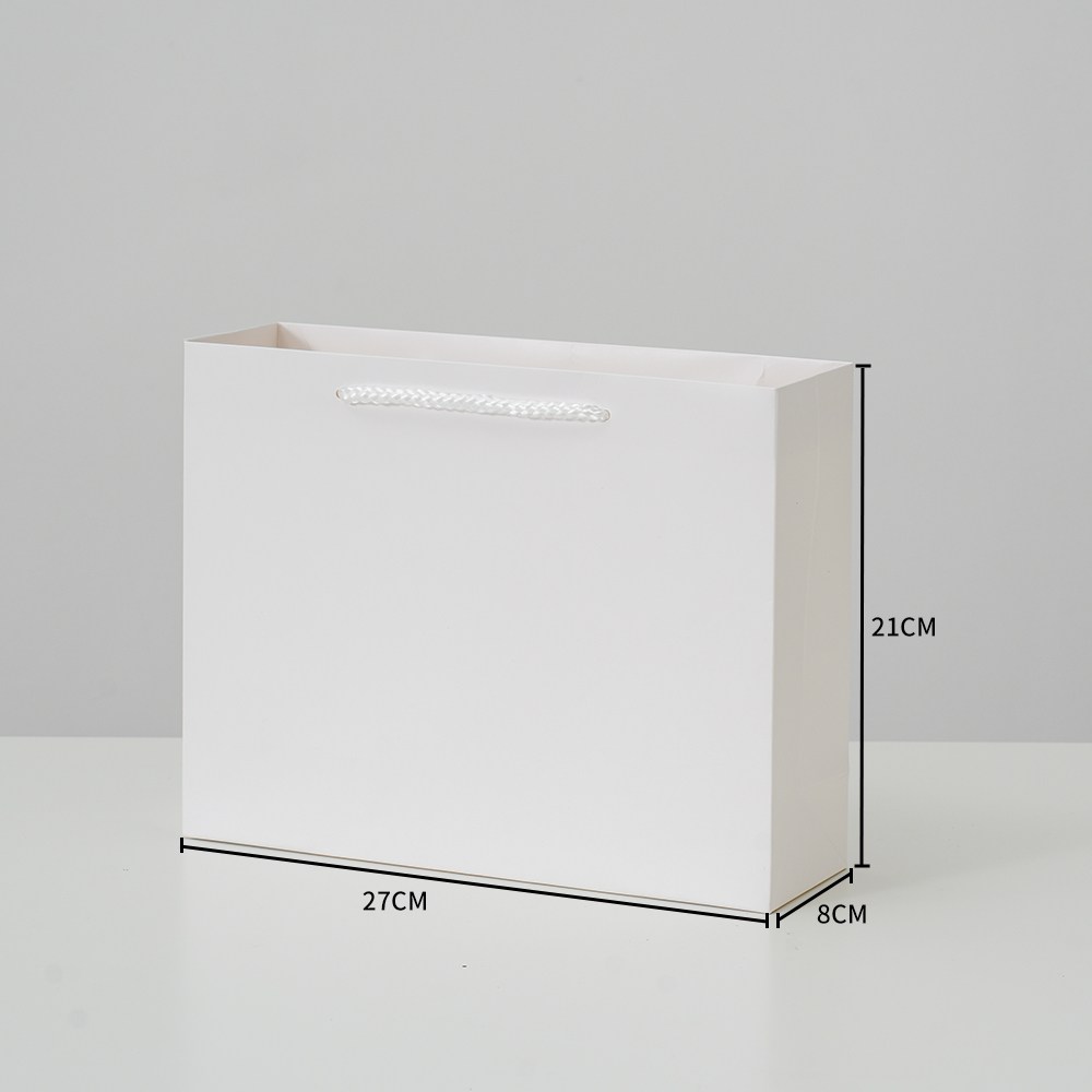 50장 두꺼운 크라프트 화이트 종이가방 고급 쇼핑백 튼튼한 종이쇼핑백 대형 무지 선물 미니 인쇄 제작 정사각 어젠다, 두꺼운 화이트 가로중 (27X8X21), 50개 39,900원