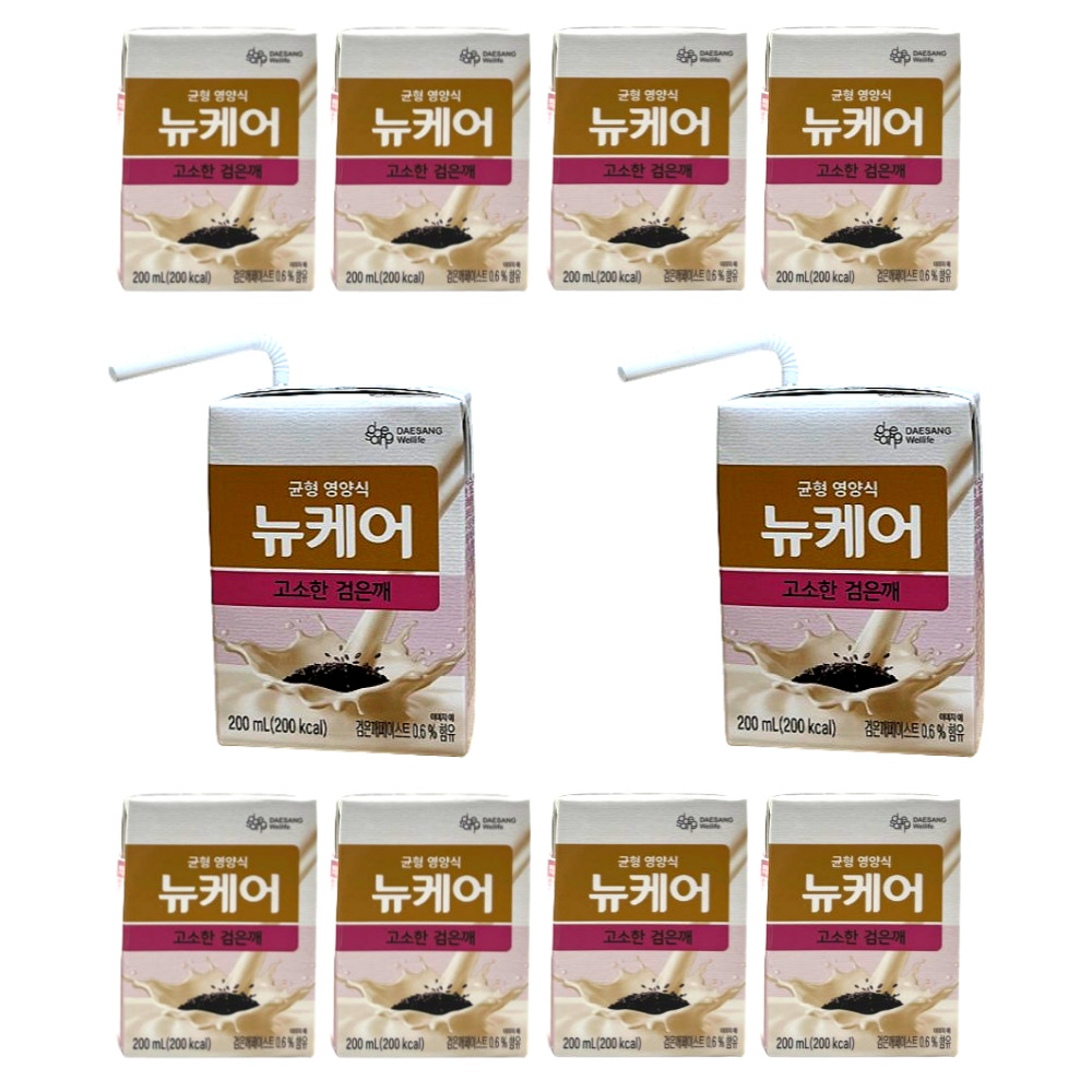 뉴케어 고소한 검은깨맛 빨대형 10개 식사대용 환자 노인 균형 영양식 비타민 미네랄 간편식, 200ml, 10개 25,000원