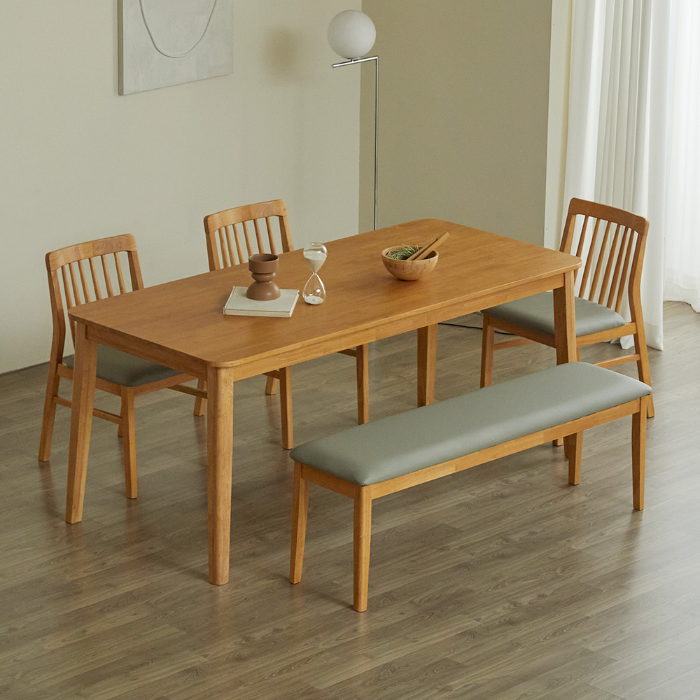 파로마 솔로르 원목식탁 1800 6인용 + B의자3p + A벤치 세트 방문설치 650,000원