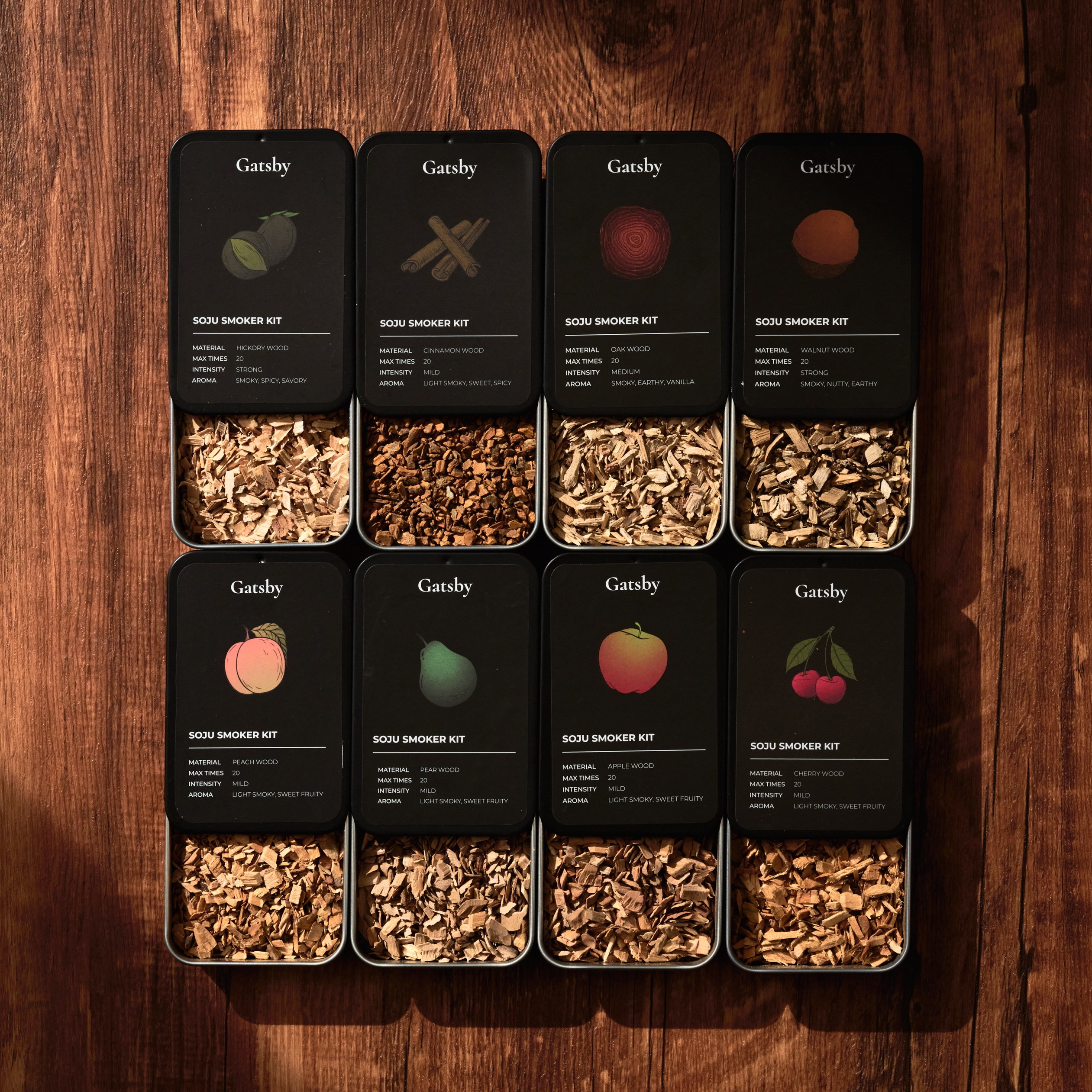 개츠비 스모커 훈연 우드 칩 오크 호두 시나몬 히코리 체리 복숭아 6,000원