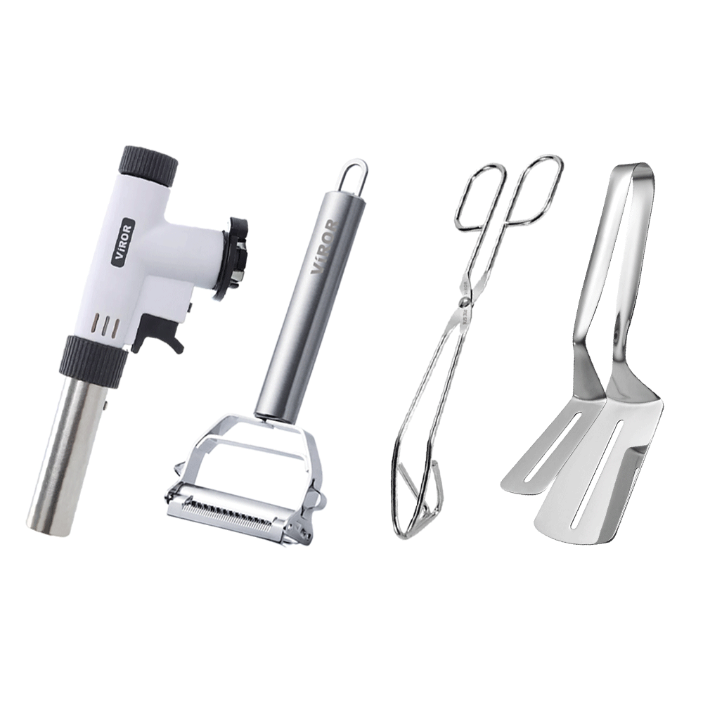 비로르 가스 토치+만능 채칼+가위형 집게+더블 뒤집개, 1세트, 단일색상, 가스 토치+만능 채칼+가위형 집게+더블 뒤집개 17,900원