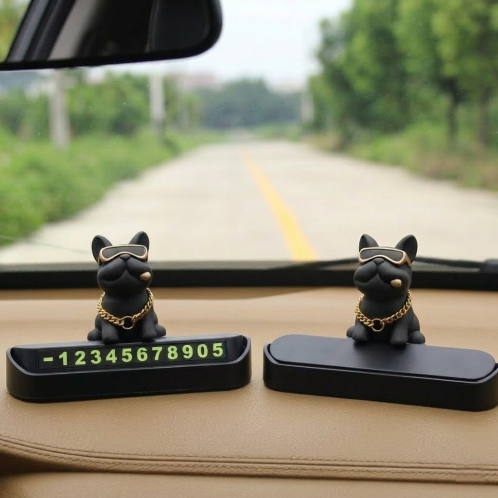 박스루트 귀여운 불독 자동차 주차번호판 번호숨김 기능, 1개, 블랙 11,500원