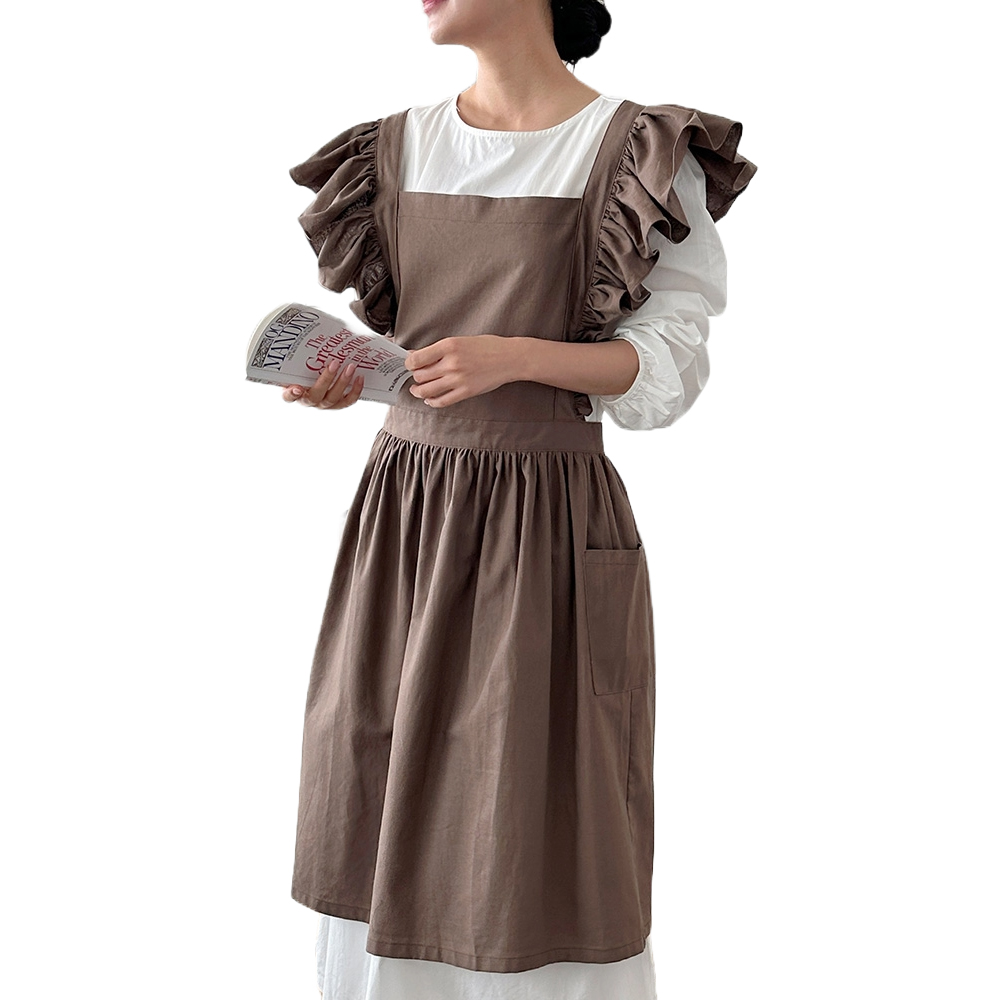 까사베르데 내추럴 러블리 린넨 광목 코튼 롱 프릴 앞치마 39,330원