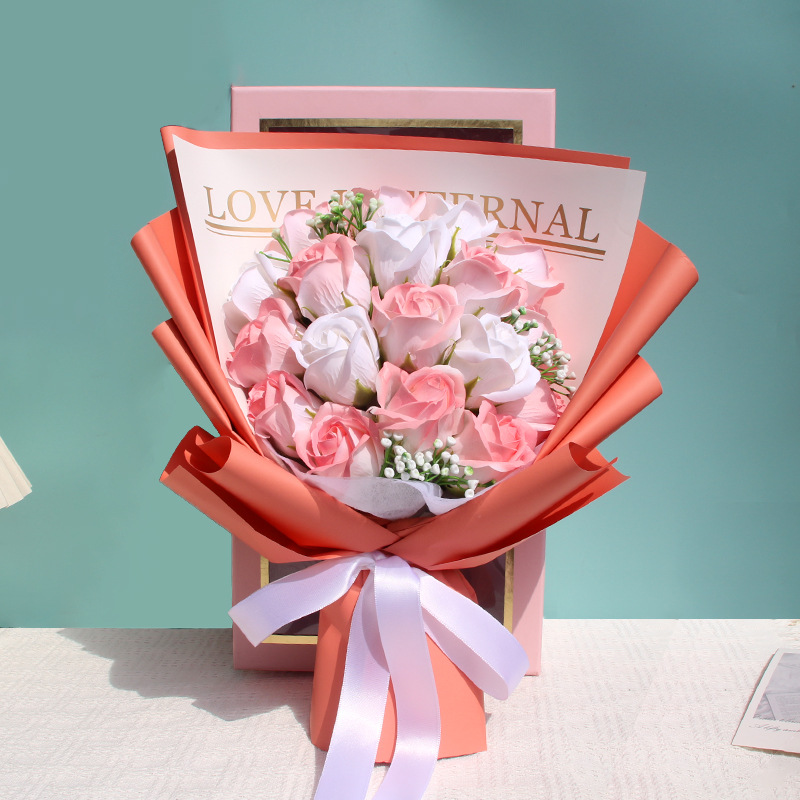 ONAKY 졸업식 장미 비누 꽃다발 + 선물상자 시들지 않는 졸업 선물, 붉은색 21,500원