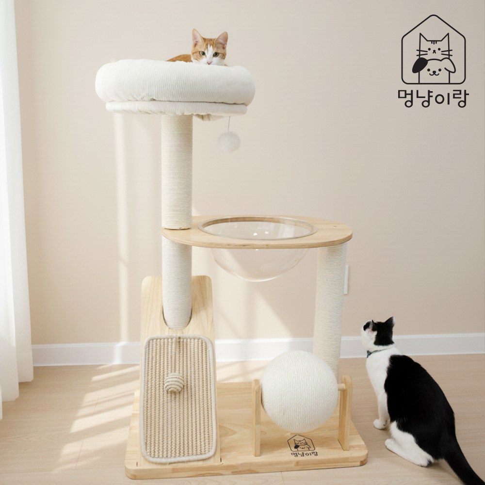 멍냥이랑 코지 코너 버블 원목 캣타워, 1개, 단일색상 90,000원