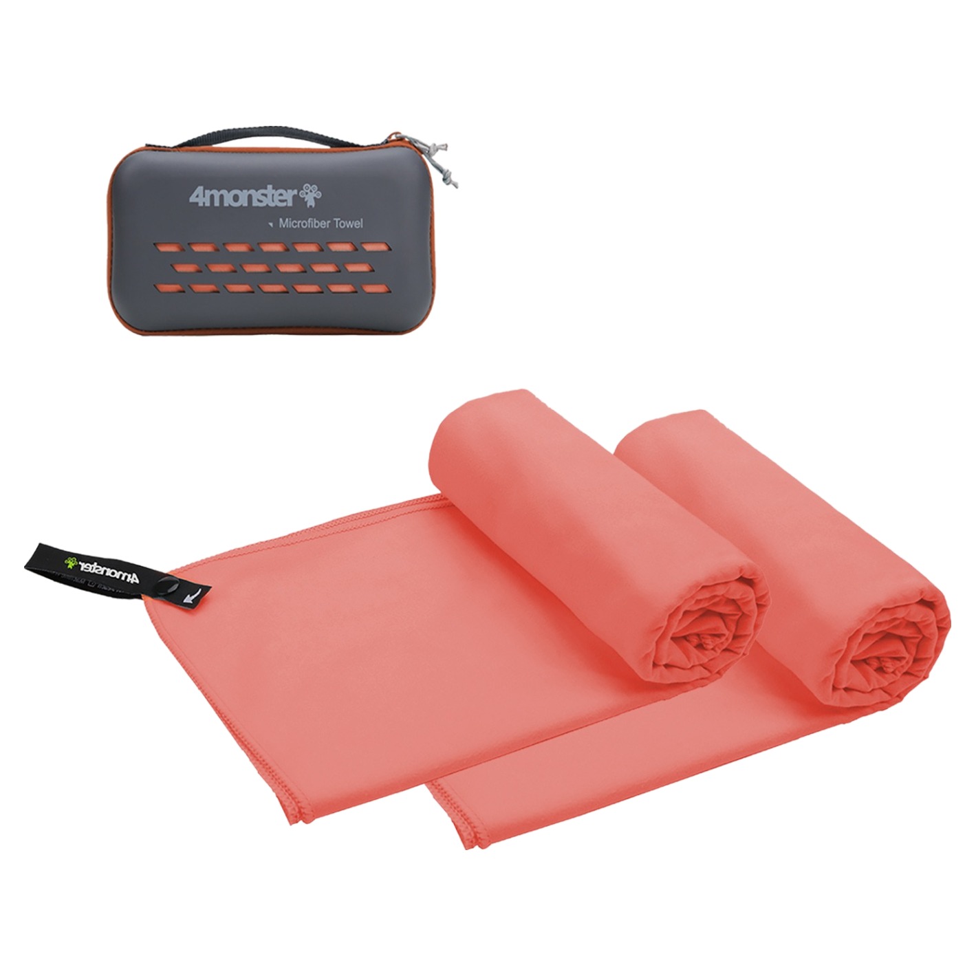 4몬스터 극세사 마이크로화이바타월 스몰 2p + EVA 케이스 세트, 인디안코랄, 1세트 30,400원