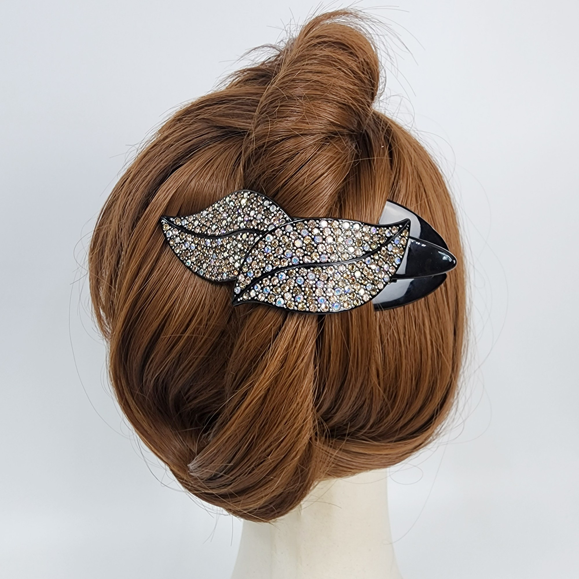 시크몽 프랑스핀 리프 큐빅 스톤 빅클립 올림머리 헤어 집게핀 32,900원