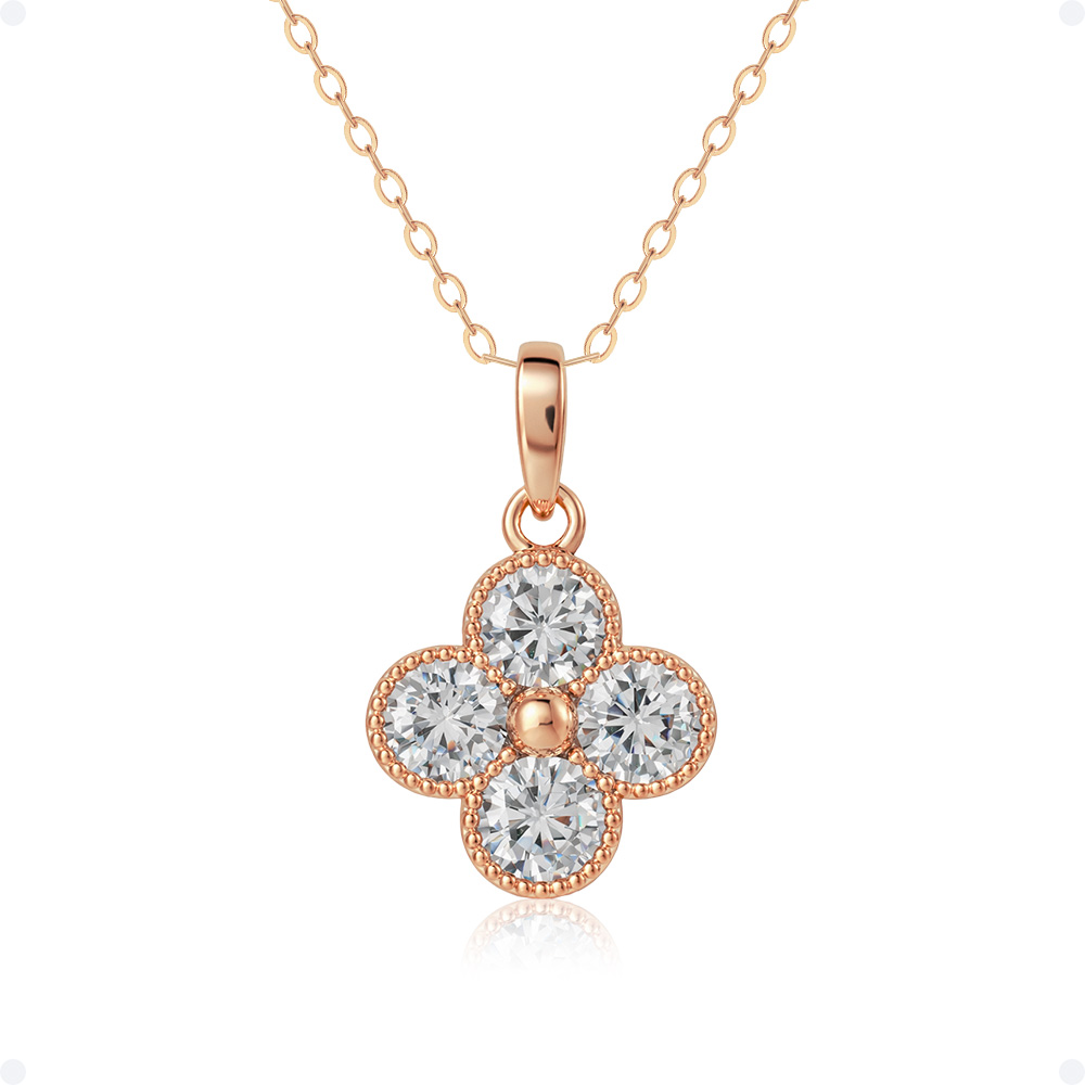 쥬넬 [선물포장] 14K 포시즌 클로버 라운드 큐빅 팬던트 체인 금 목걸이 가정의달 어린이날 어버이날 생일 선물 179,900원