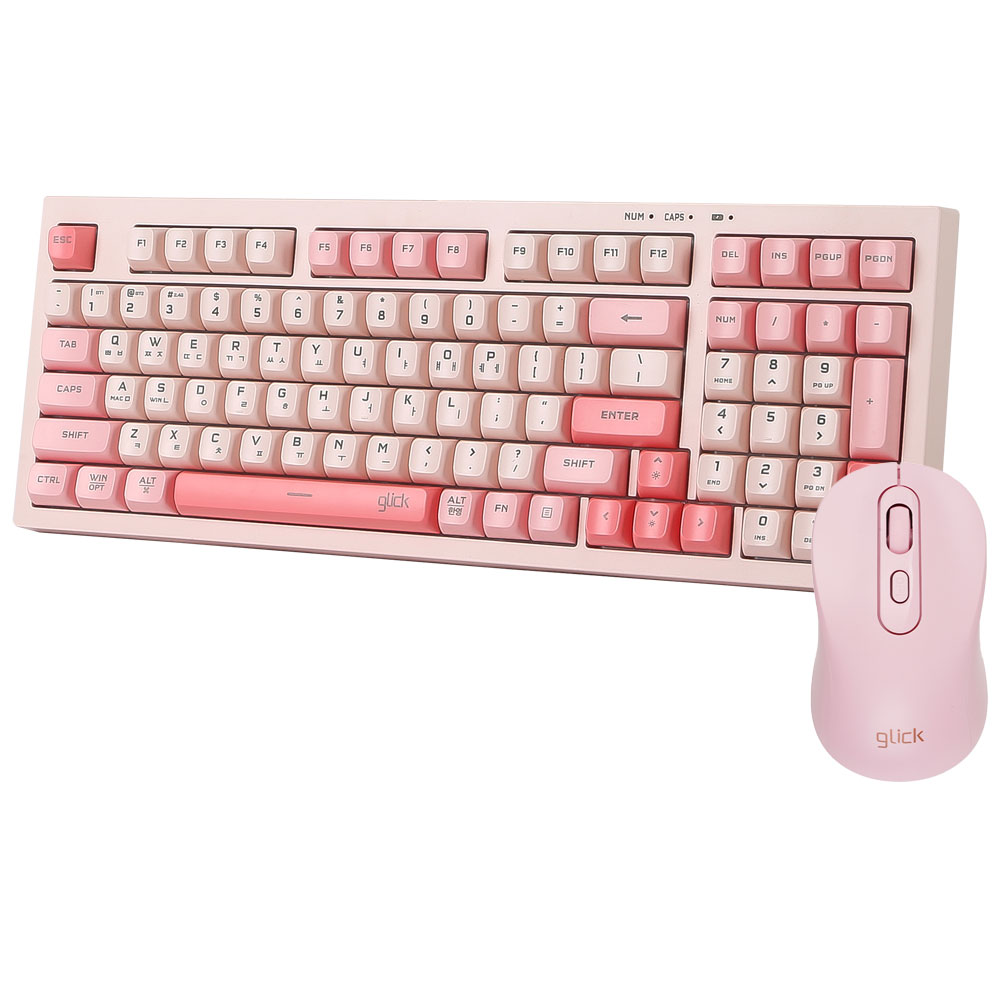 지클릭커 오피스프로 사일런스 유무선 블루투스 키보드 마우스 세트, 일반형, 핑크RC1, WMK90 98키 28,900원