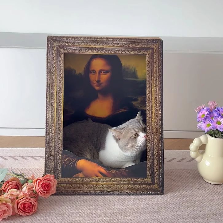 고양이 숨숨집 모나리자 유화 침대 반려묘 포토스팟 스크래쳐 집 명화 그림 31,400원