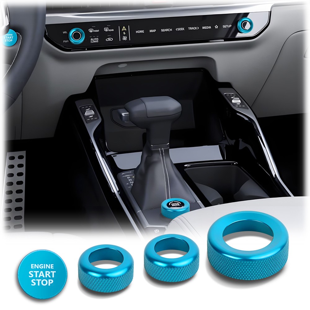MODACE 2024~2026 기아 쏘렌토 액세서리 알루미늄 합금 노브 커버 트림 키트 - 시작 버튼 A/C 볼륨 튜닝 드라이브 모드 장식 덮개 4pcs, 라이트블루, 기타 37,990원