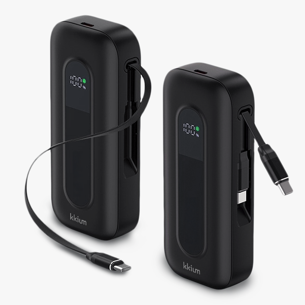 끼움 기내반입 10000mAh PD30W 초고속 충전 2in1 케이블 60cm 내장 C타입 릴 업 보조배터리, 블랙 39,300원