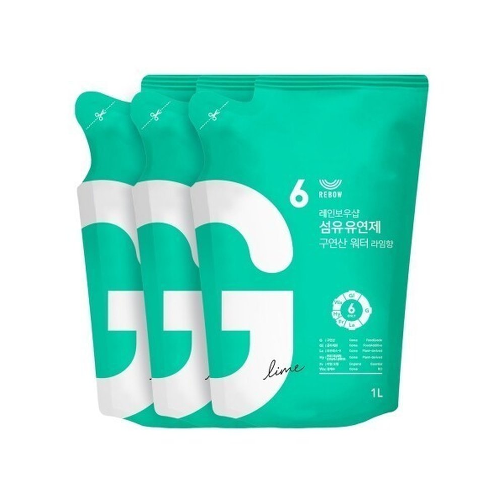 레인보우샵 섬유유연제 구연산 워터 1L 리필 x3 라임향 26,030원