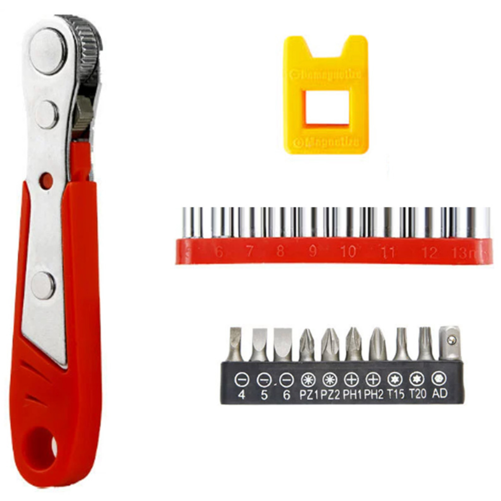 JK 코너 틈새 라쳇 세트 복스 자화기 비트날 핸들 미니 렌치 소형 일자 십자 별 육각 드라이버 깔깔이, 1세트 6,000원