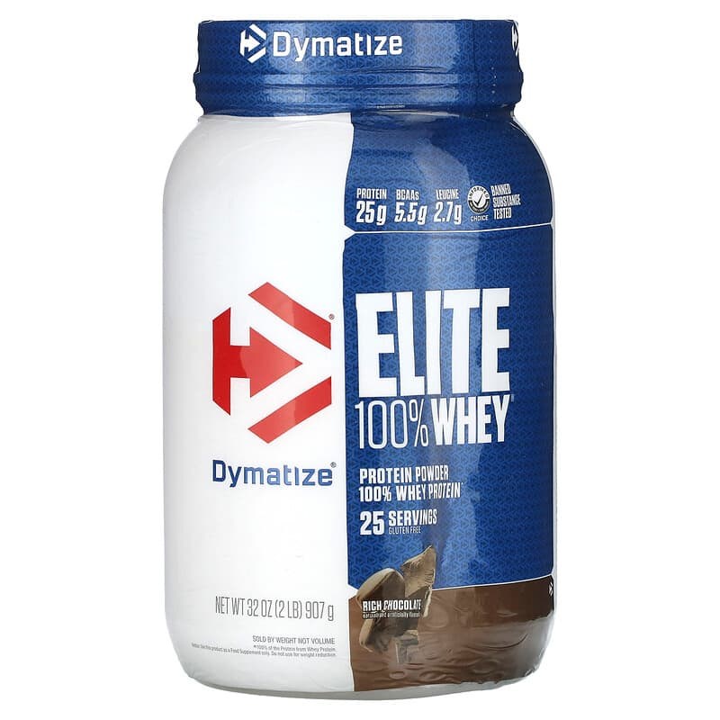 Dymatize, 엘리트, 100% 유장 단백질, 리치 초콜릿, 2 파운드 (907 g) Dymatize (다이마타이즈) 74,570원