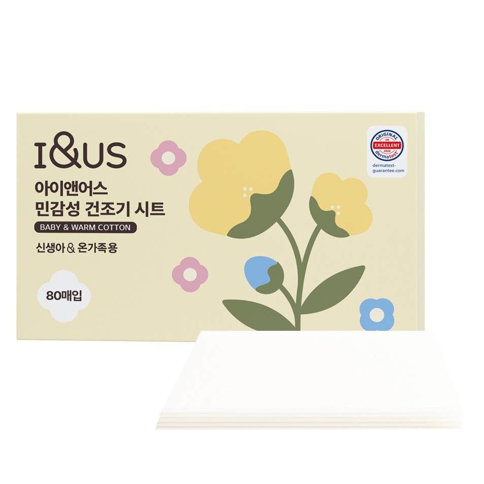 아이앤어스 신생아 및 온가족용 민감성 건조기시트 베이비 웜 코튼 본품, 1개, 80개입 15,900원