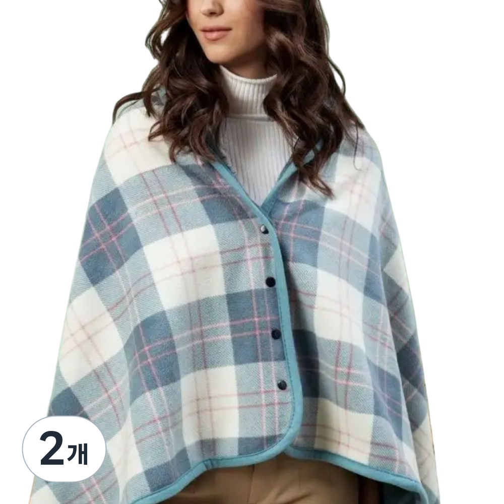 다로엘 극세사 망토 똑딱이 무릎 담요 블랭킷, 포그 민트 체크, 2개 24,590원