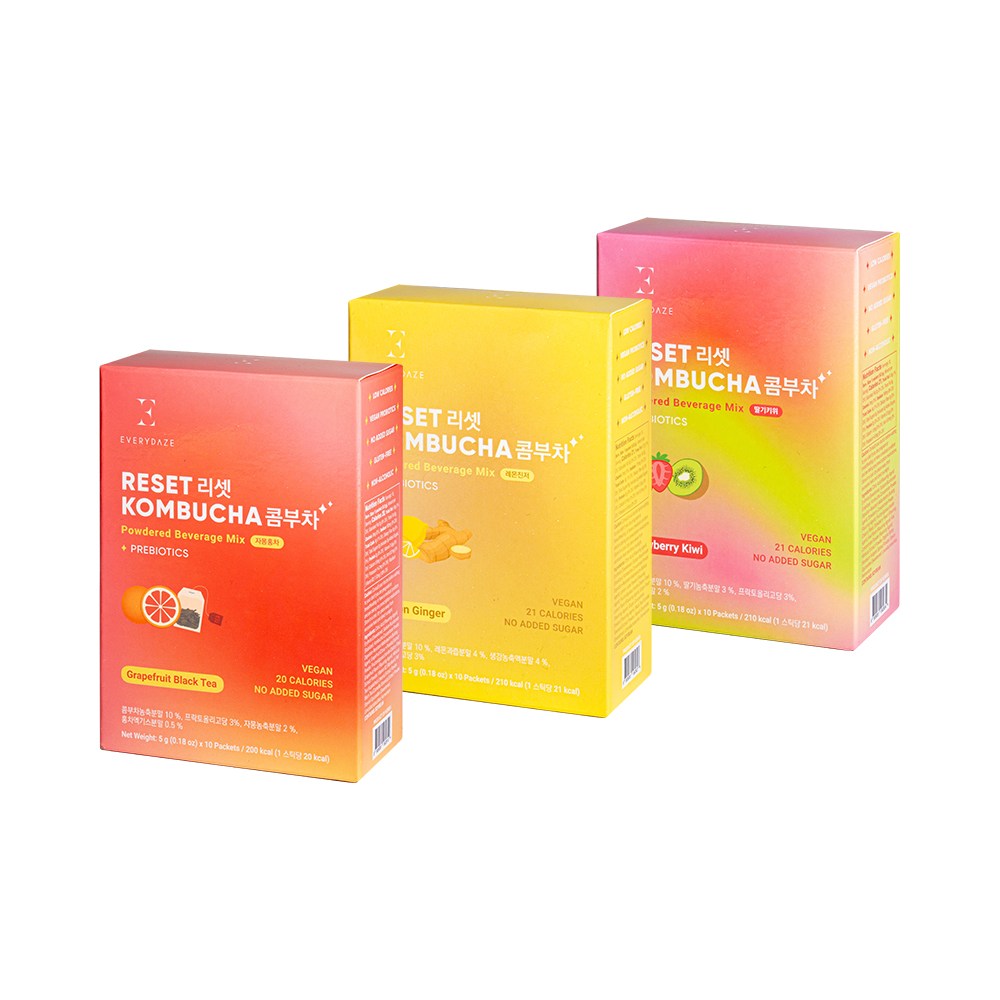 에브리데이즈 리셋 콤부차 3종 세트 (레몬진저, 자몽홍차, 딸기키위) 17,550원