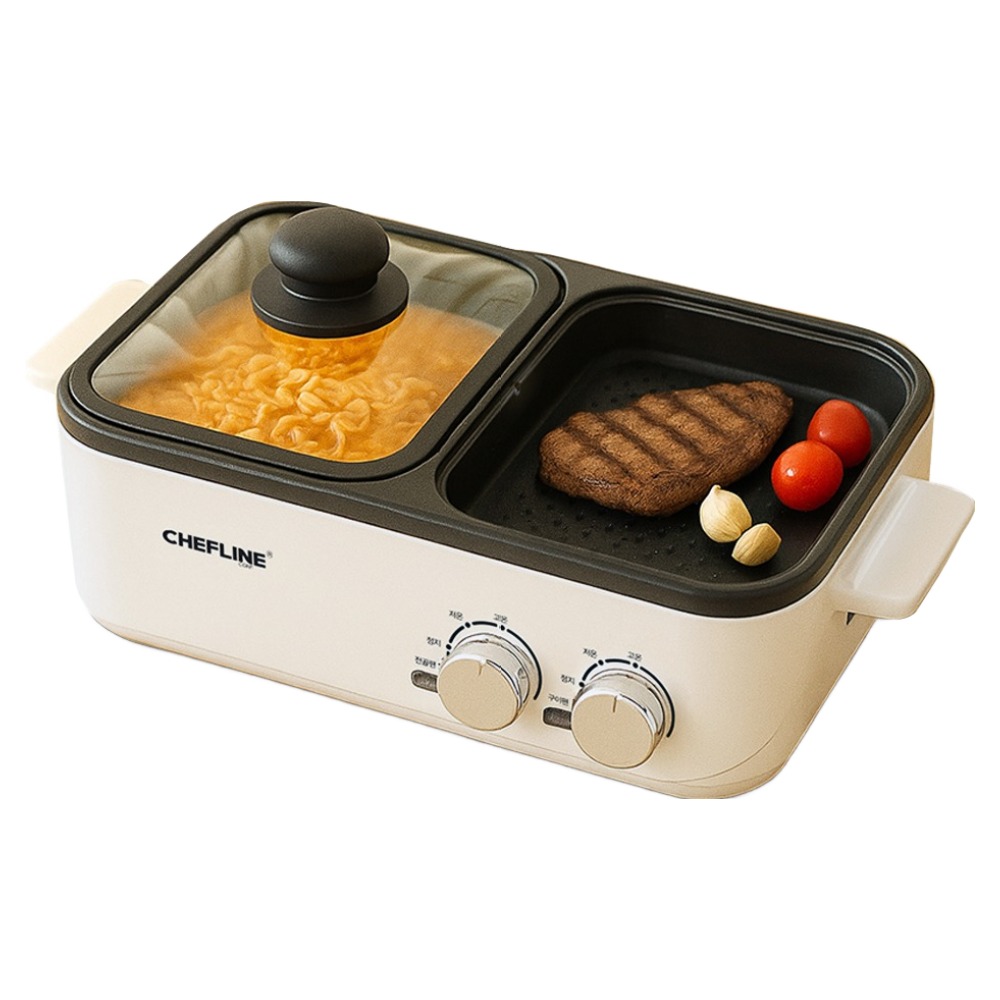 셰프라인 컴팩트 반반 전골 듀얼쿠커 전기그릴, EXXH-DSG3745E(SANDGRAY) 30,000원