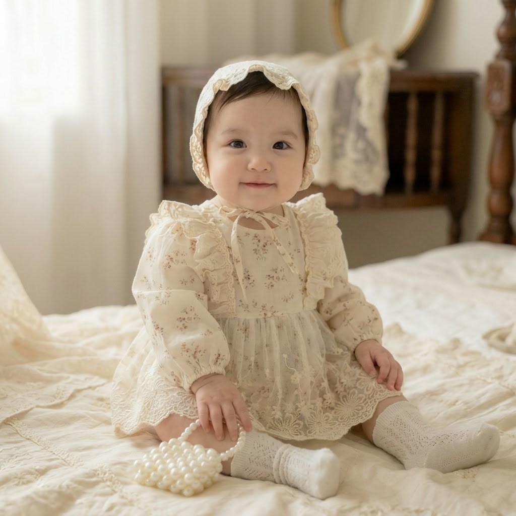 로이앤한나 라라 3개월 6개월 9개월 돌 신생아 백일 여아 여자아기 원피스 슈트 보넷 세트 29,300원