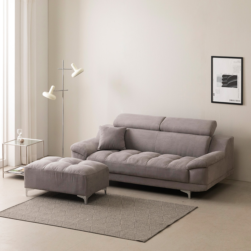 [할인해봄] 파로마 아놀드B 아쿠아텍스 무빙헤드 패브릭 3인 소파 스툴 포함 419,000원