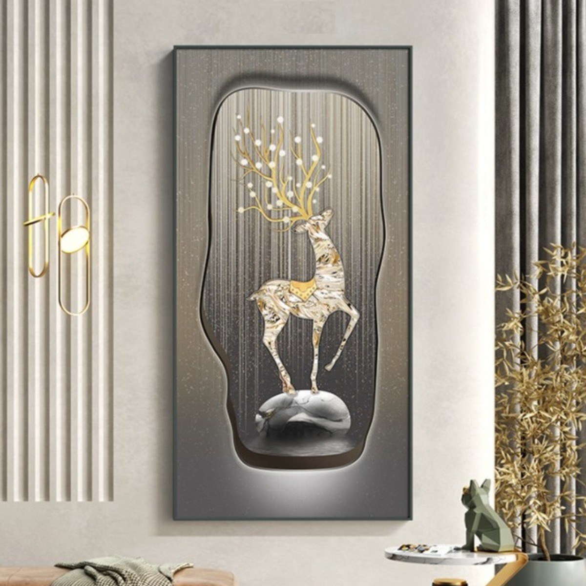 미나박스 미나박스 황금사슴 액자 풍수 인테리어 건강과 부를 부르는 그림, 블랙 159,000원