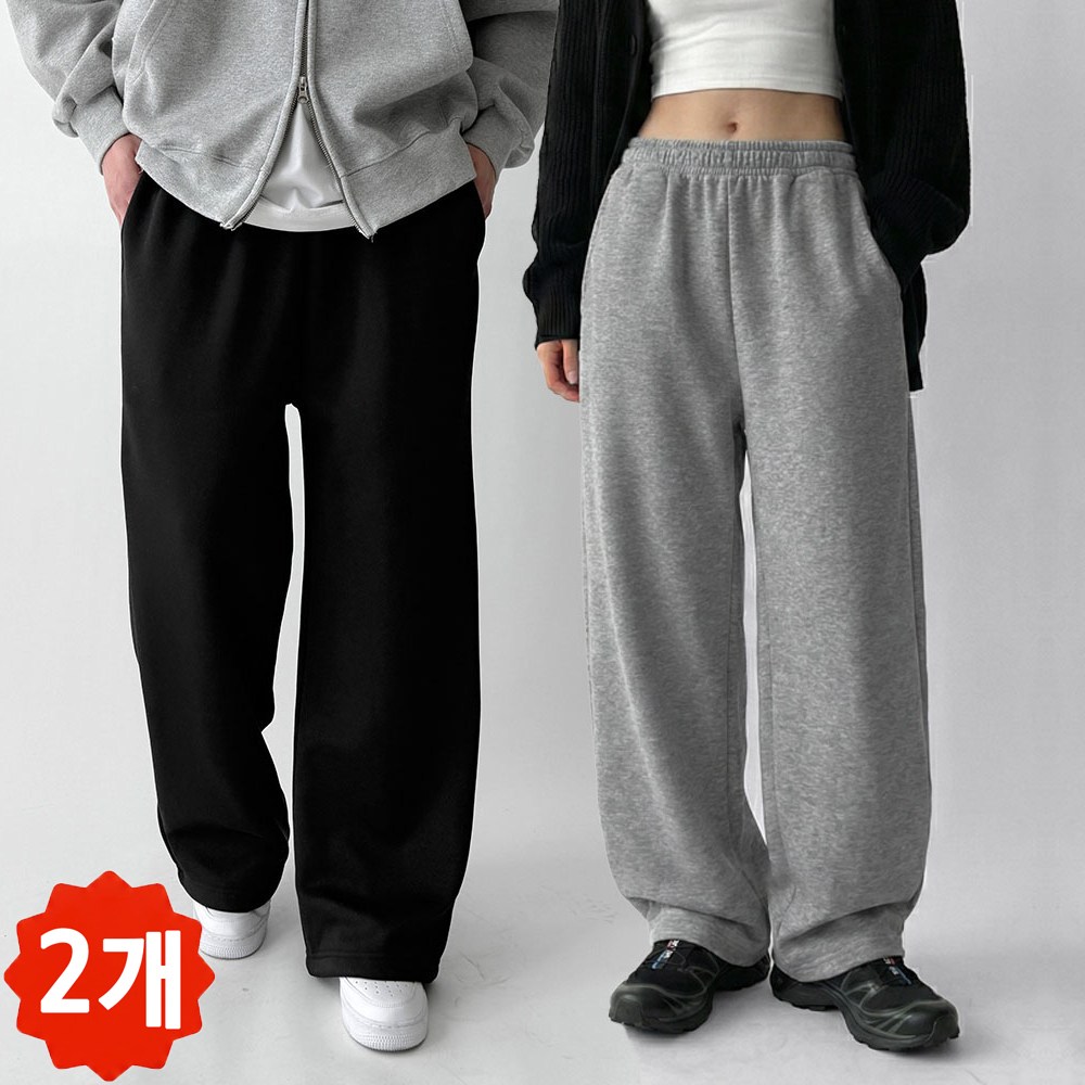 1+1[2장묶음]빠델 남녀 기모/일반 트레이닝바지 긴바지 일자바지 남여공용팬츠 35,800원