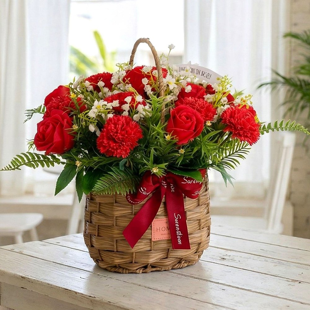 어버이날 카네이션 비누꽃 바구니, 블루밍바구니_레드, 1개 24,900원